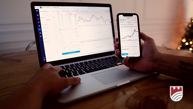 Screens featuring stock market performance